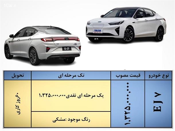 فروش خودرو جک EJ7 با قیمت قطعی